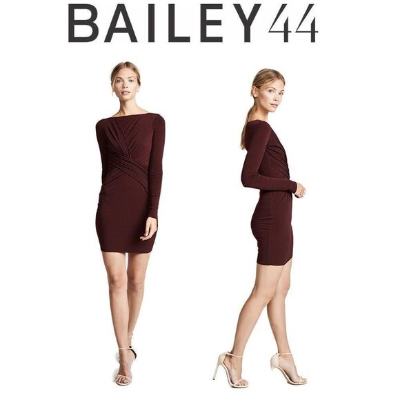 Bailey 44 Women's Clandestine long sleeve Draped wrap twist bodycon mini Dress L - Picture 17 of 17